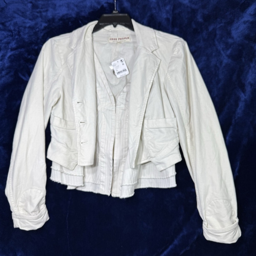 Free People Women's‎ Ivory Blazer Vested Jacket XS NWT $168 Preppy Casual